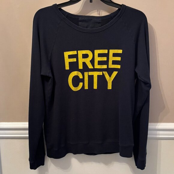 FREE CITY Sweatshirt Size M(2) in color Black/Yellow Letters - Picture 1 of 3